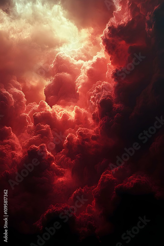 Crimson Cloudscape Abstract...