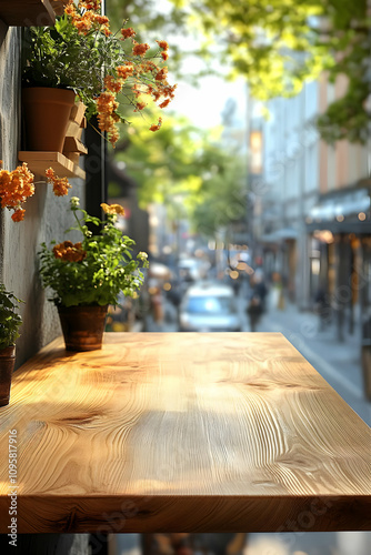 Sunny Street View Wooden Ta...