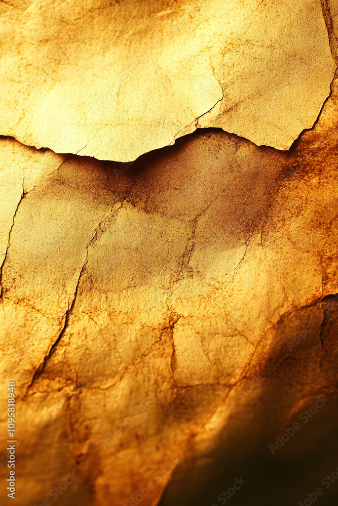 Fototapeta premium Golden Cracked Paper Texture Background Illustration