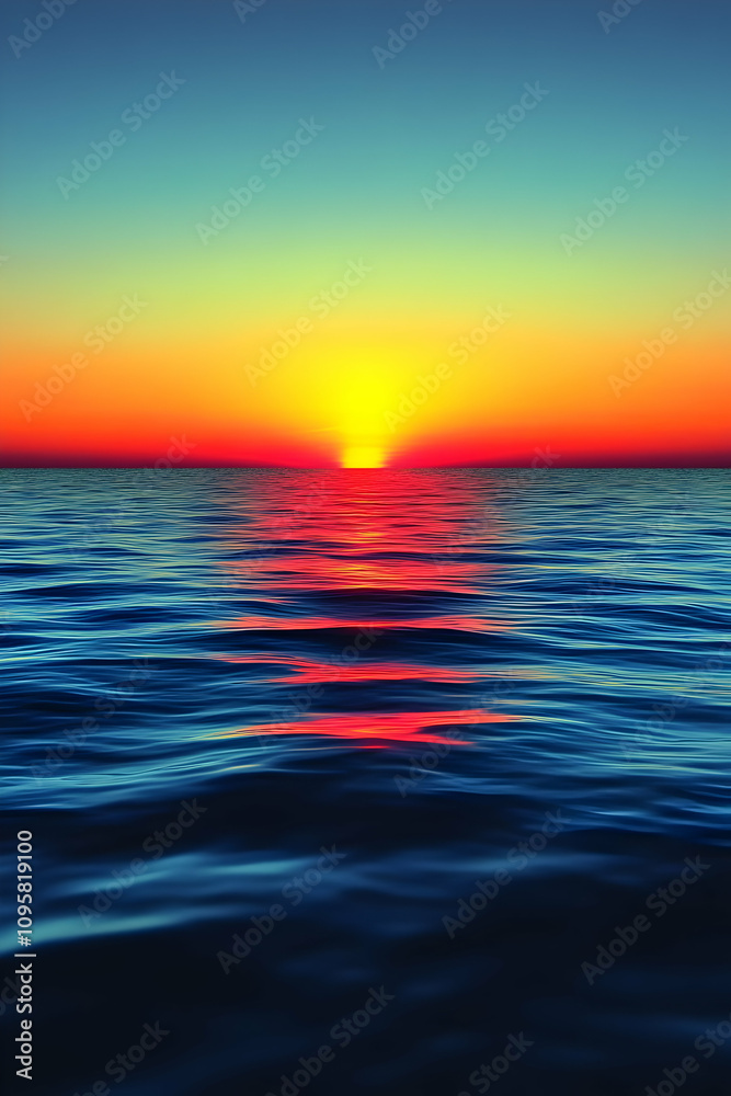 Fototapeta premium Vibrant Sunset Ocean Background Illustration