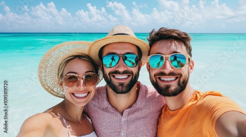 Beach adventure with friends tropical paradise photo sunny day fun vibes