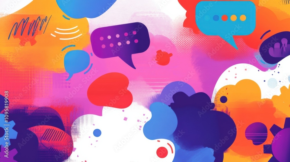 Colorful Speech Bubbles on Vibrant Background Colorful Speech Bubbles on Vibrant Background
