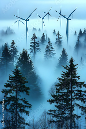 Misty Forest Wind Turbines ...