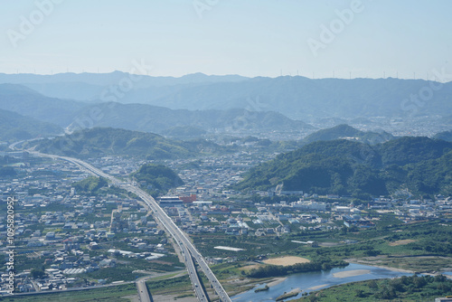 山から見下ろす有田川と広大な大地 photo