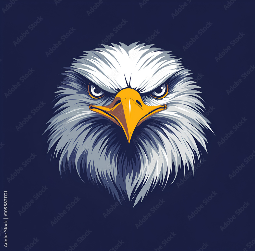 Obraz premium Logo design of an eagle head on dark blue background