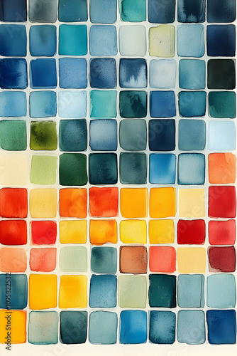 Vibrant Watercolor Grid Abs...