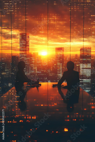 Sunset Cityscape Illustrati...