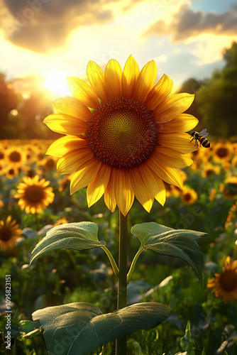 Golden Hour Sunflower 3D Il...