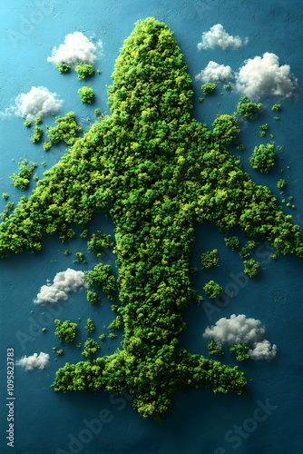 Green Airplane 3D Illustration