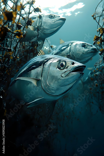 Underwater Tuna School Real...