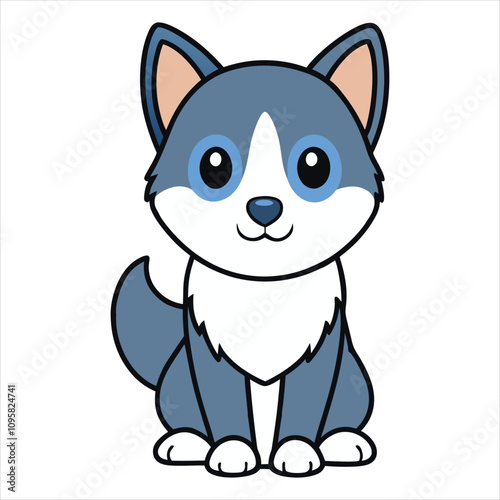 Cute Alaskan Klee Kai Dog Isolated Design - Alaskan Klee Kai Vector illustration