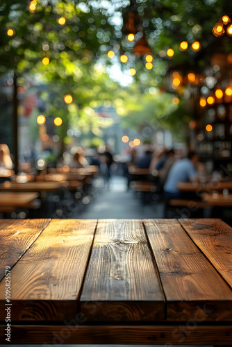 Wooden Table Outdoor Cafe B...