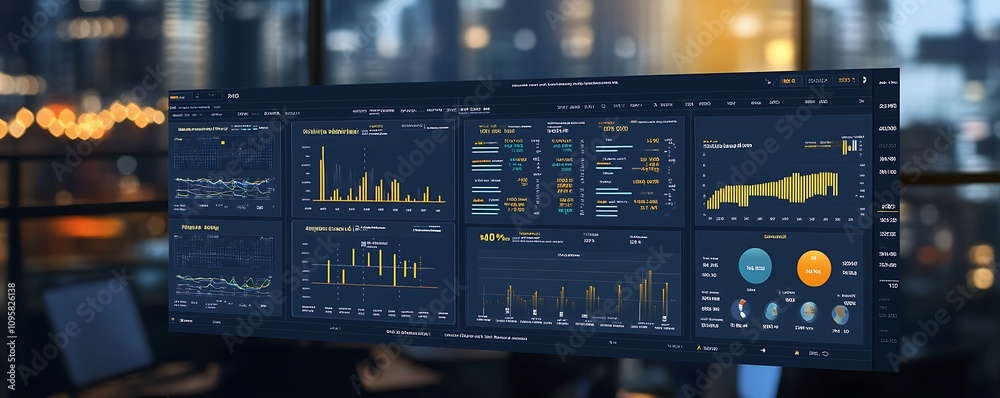 A data visualization dashboard displaying various analytics and metrics. A data visualization dashboard displaying various analytics and metrics.