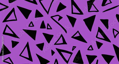 Black Triangle pattern hand drawn design on Purple background illustration