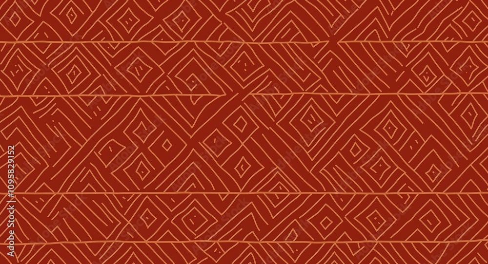 Brown Parallelogram pattern hand drawn design on Orange background illustration Brown Parallelogram pattern hand drawn design on Orange background illustration