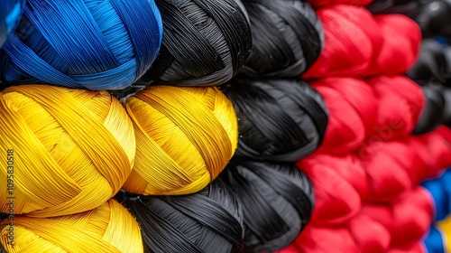 A Vibrant Display of Multicolored Threads Perfect for Crafting and Sewing Enthusiasts photo