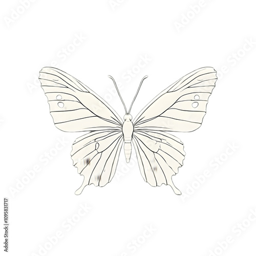 Delicate Butterfly Design Nature Art Minimalist Illustration White Background Creative Perspective Eco-Friendly Concept for Home Decor