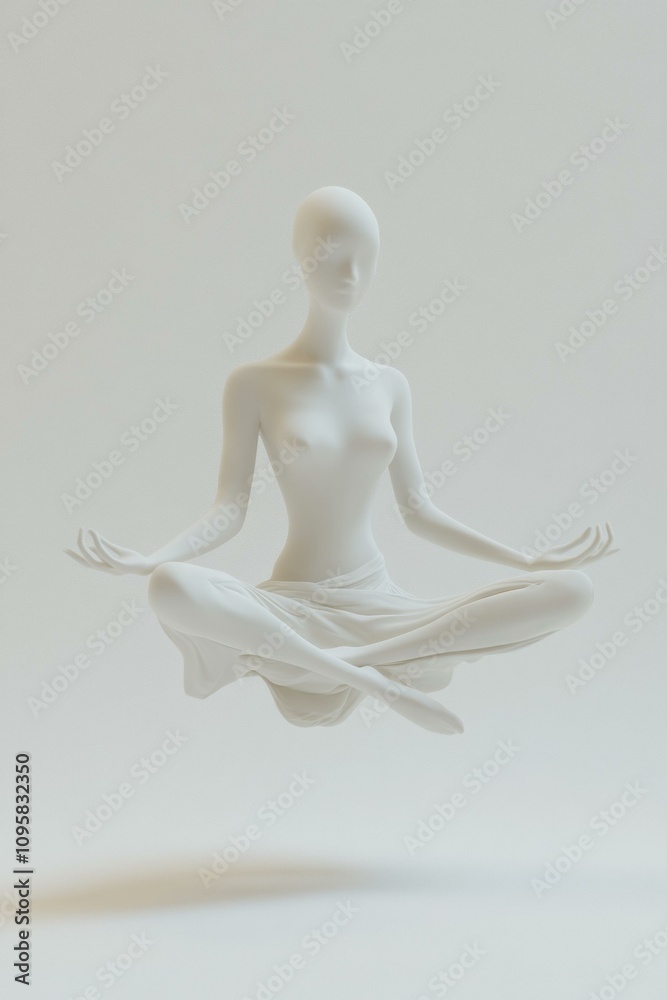 Floating figure in a meditative pose. AI. Floating figure in a meditative pose. AI.