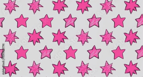 Wallpaper Mural Pink Star pattern hand drawn design on White background illustration Torontodigital.ca