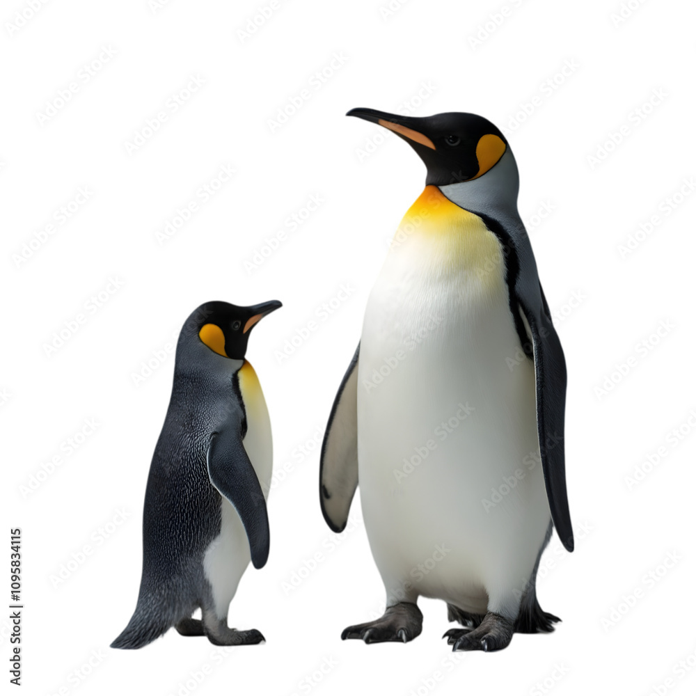 Obraz premium Penguin Pair Interaction in Cold Climate Animal Photography Arctic Environment Close-Up Viewpoint Wildlife Concept for SEO Impact