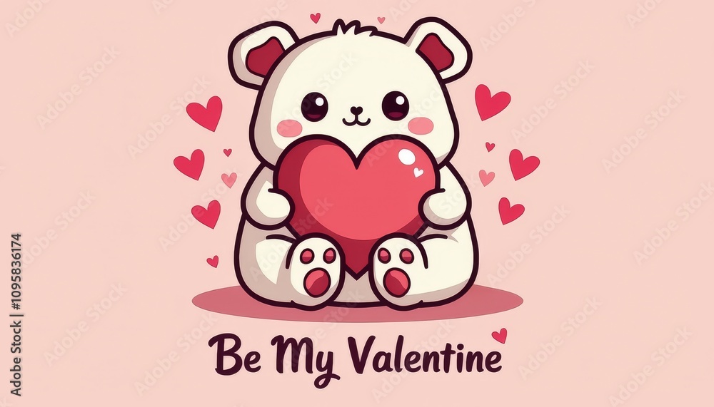 Valentine's Day greeting card with text Be My Valentine, cute style Valentine's Day greeting card with text Be My Valentine, cute style