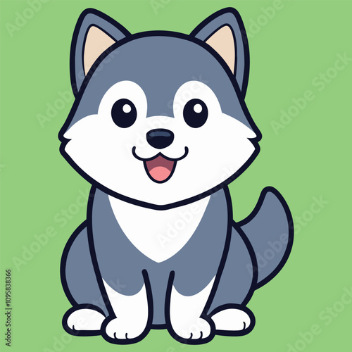 Cute Alaskan Malamute Dog Isolated Design - Alaskan Malamute Vector illustration
