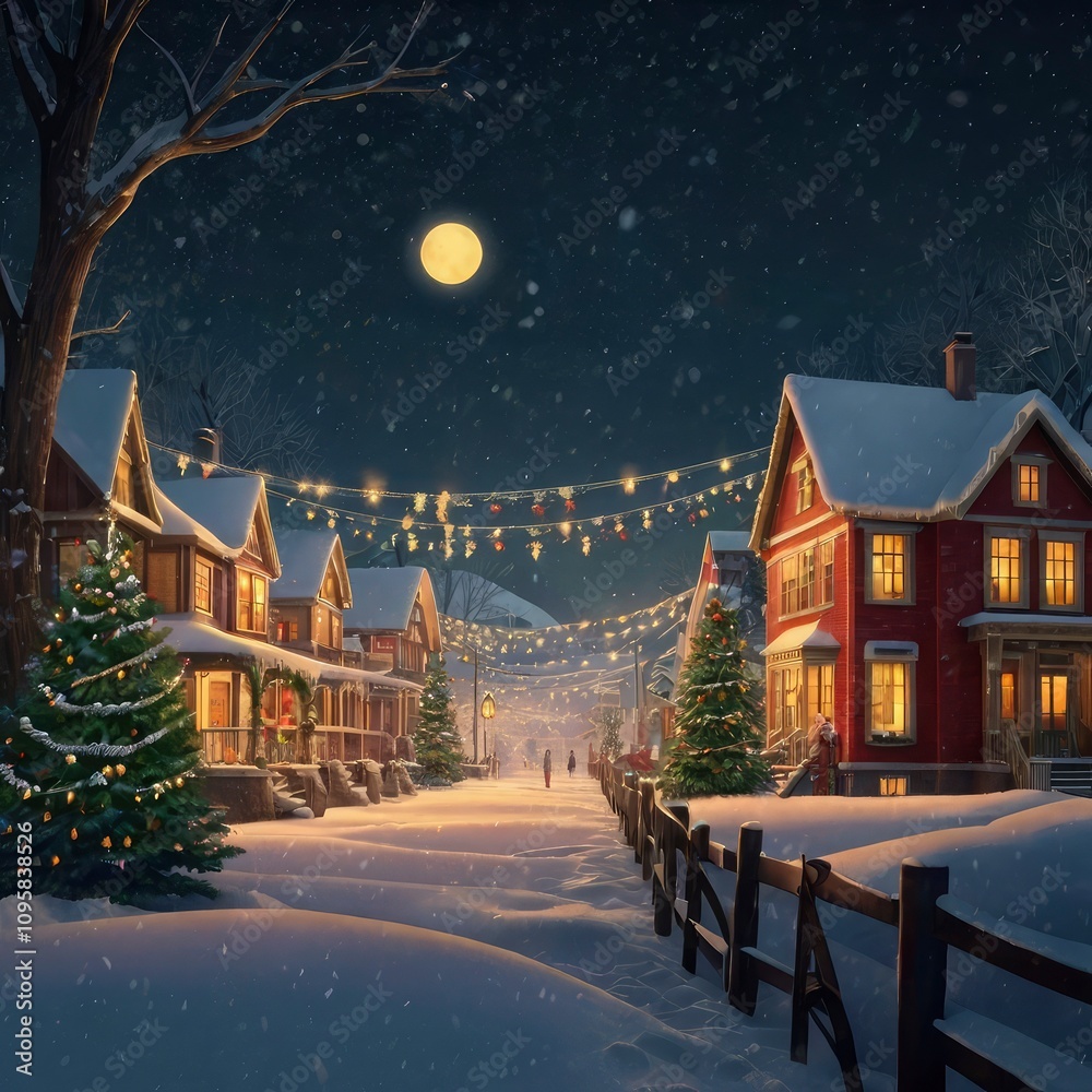 Fototapeta premium Christmas house in the snow
