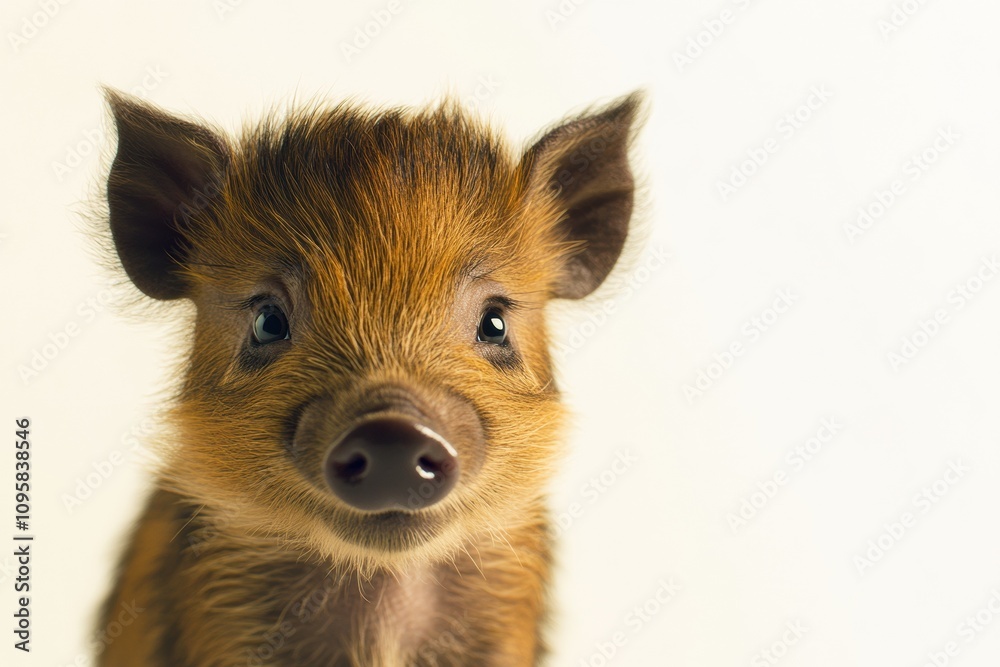 Mystic portrait of baby Wild Boar in studio, copy space on right side, Headshot, Close-up View, isolated on white background Mystic portrait of baby Wild Boar in studio, copy space on right side, Headshot, Close-up View, isolated on white background