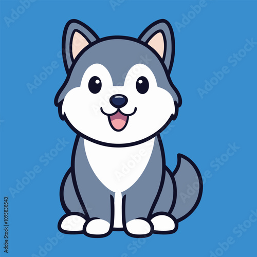 Cute Alaskan Malamute Dog Isolated Design - Alaskan Malamute Vector illustration
