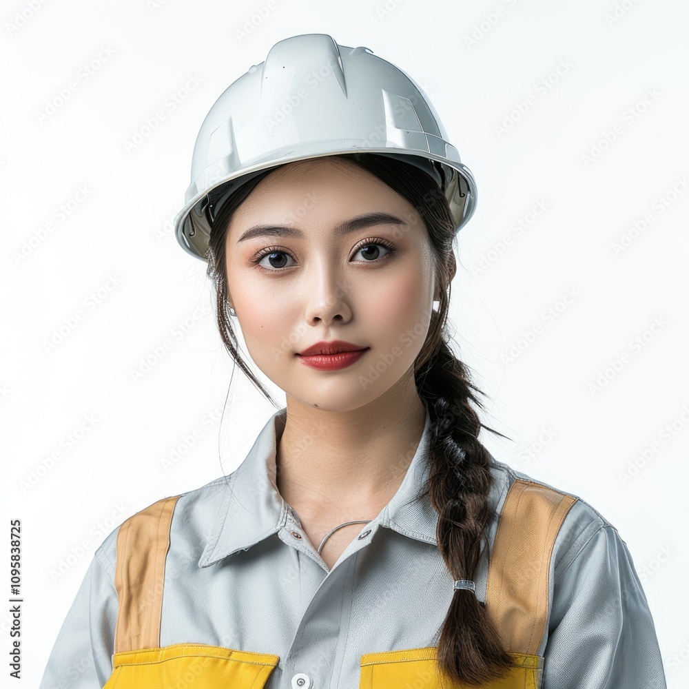 Asian engineer woman on white background Asian engineer woman on white background