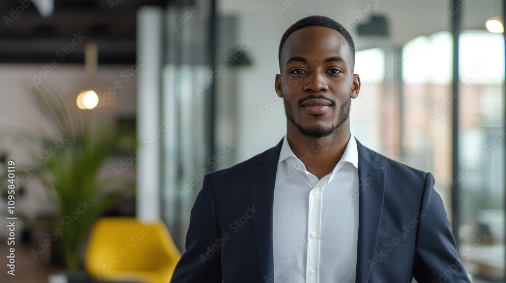 Confident business professional giving a presentation in a modern office Confident business professional giving a presentation in a modern office