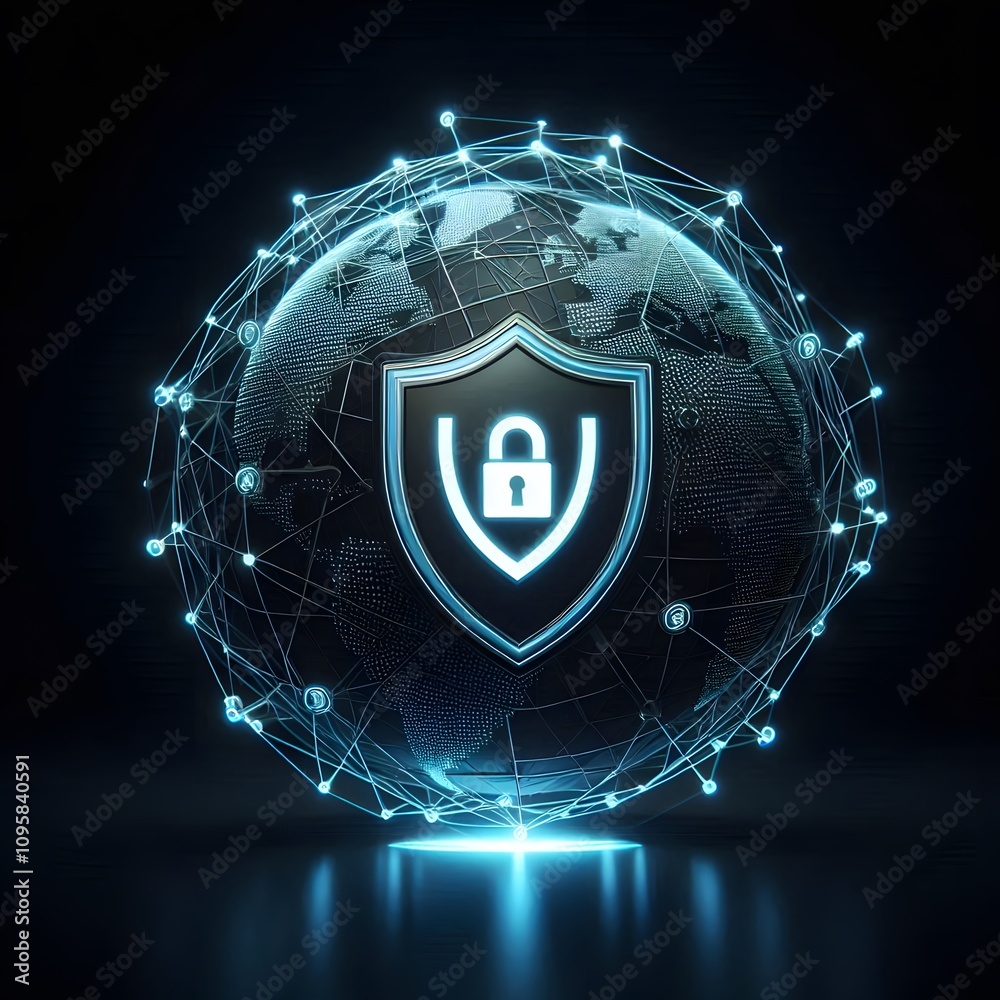 Fototapeta premium 3D Digital Shield Representing Secure Online Networks