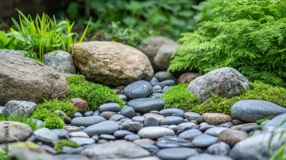 Serene Zen Rock Garden with Moss - Tranquil Nature Harmony Photography Serene Zen Rock Garden with Moss - Tranquil Nature Harmony Photography