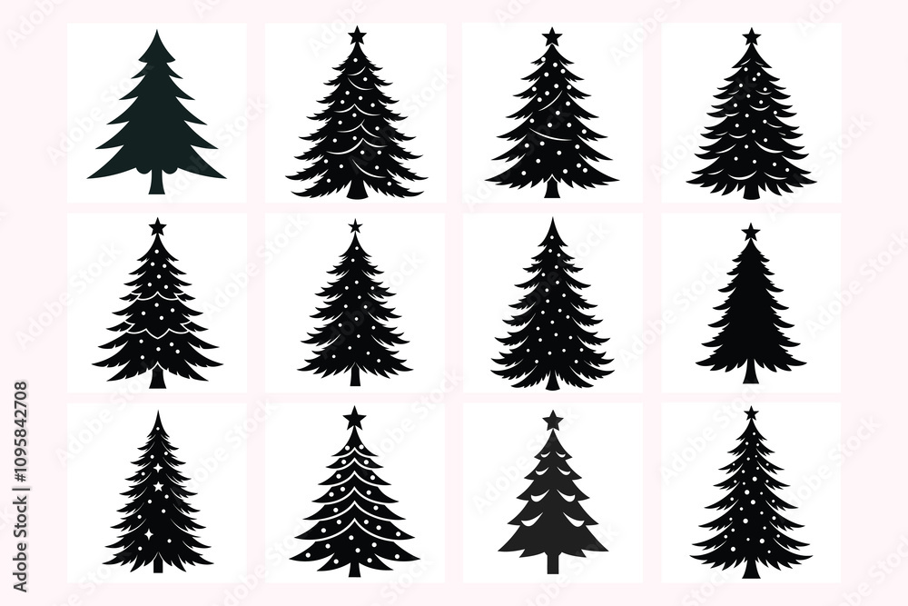 Fototapeta premium Christmas tree silhouette vector illustration