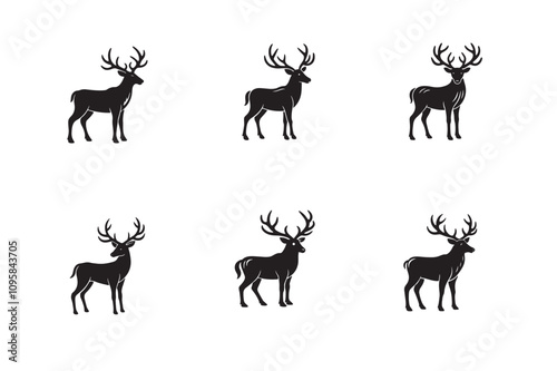 Elk silhouette vector logo illustration