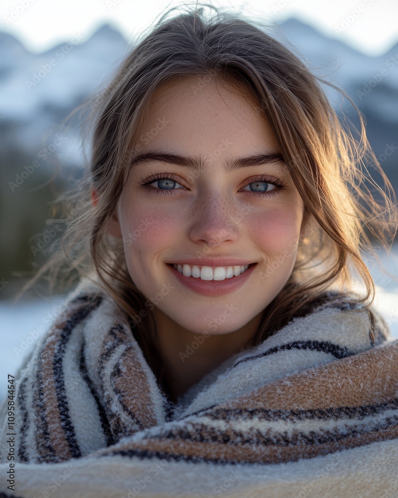 Winter Solstice Day, Young Woman Smiling During Winter Solstice Day Winter Solstice Day, Young Woman Smiling During Winter Solstice Day
