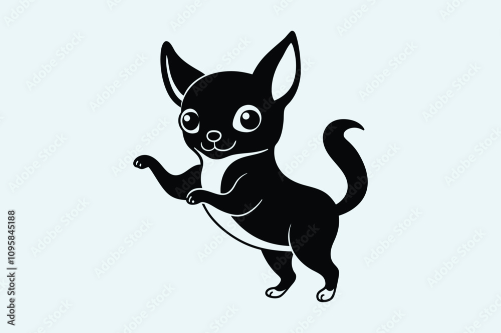 baby chihuahua dog dancing silhouette vector illustration. baby chihuahua dog dancing silhouette vector illustration.