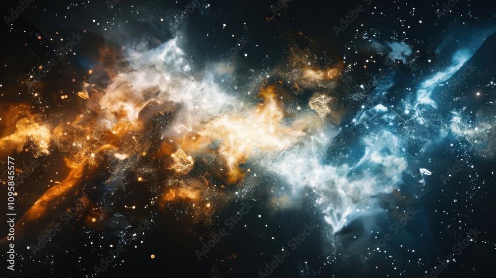 Obraz premium Visualizing quantum star formation cosmic nebula structure in soft luminescent colors astronomical illustration from an impossible perspective