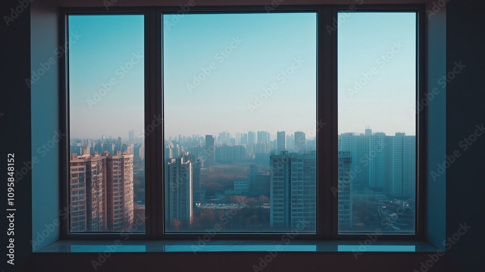 Interior view of an empty room in a skyscraper, showcasing the cityscape during the day. The skyline view from a high-rise window offers a gorgeous property with a stunning view. Interior view of an empty room in a skyscraper, showcasing the cityscape during the day. The skyline view from a high-rise window offers a gorgeous property with a stunning view.