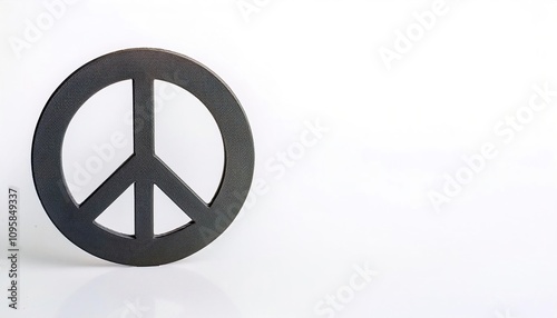 peace hippie 1960s groovy sign or symbol designed for the British nuclear disarmament movement in 1958 is now widely known as the peace sign. Isolated on white background with copy space