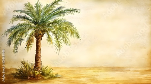 Hand-drawn date palm tree.