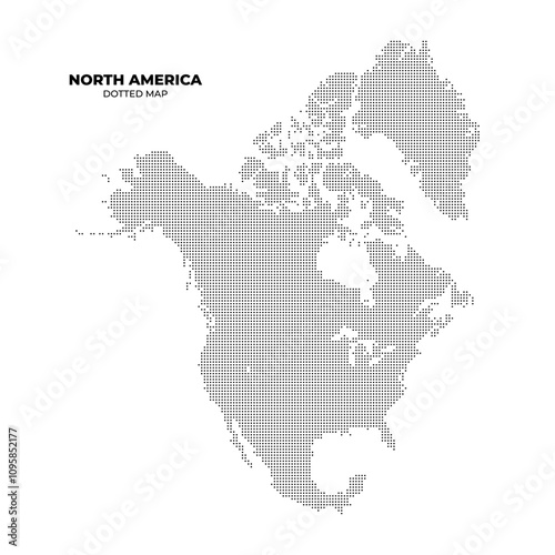 black halftone dotted north america map photo