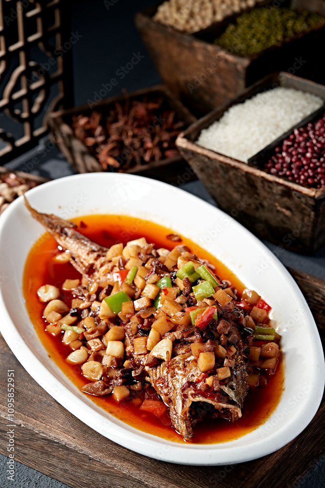 Fototapeta premium Delicious dry fried yellow croaker