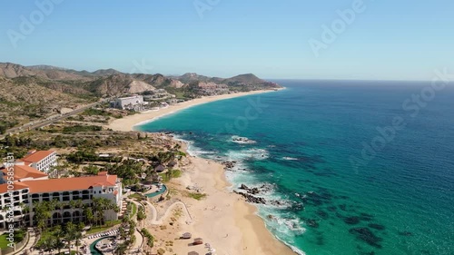 Aerial view flying past the Hilton Los Cabos in Cabo San Lucas Mexico near San José del Cabo. photo