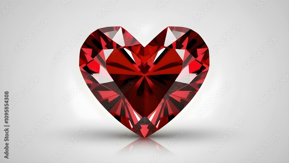 red heart-shaped crystal gem, symbolizing Valentine's Day, with a glossy red heart-shaped crystal gem, symbolizing Valentine's Day, with a glossy