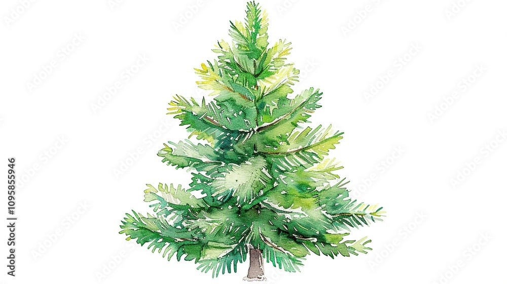 Obraz premium Enchanting Watercolor Christmas Tree: A Beautiful Representation of Holiday Spirit