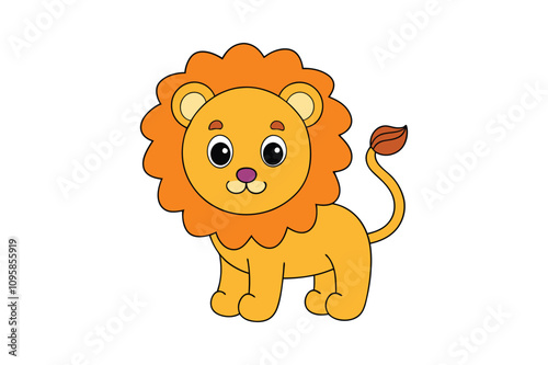  a cute lion vector and white background photo