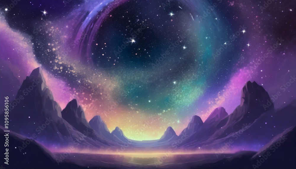 Fototapeta premium Fantastic night illustration landscape