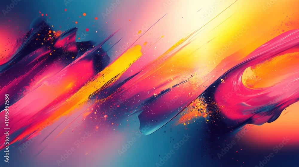Obraz premium Abstract vibrant artwork with dynamic brush strokes and colors.