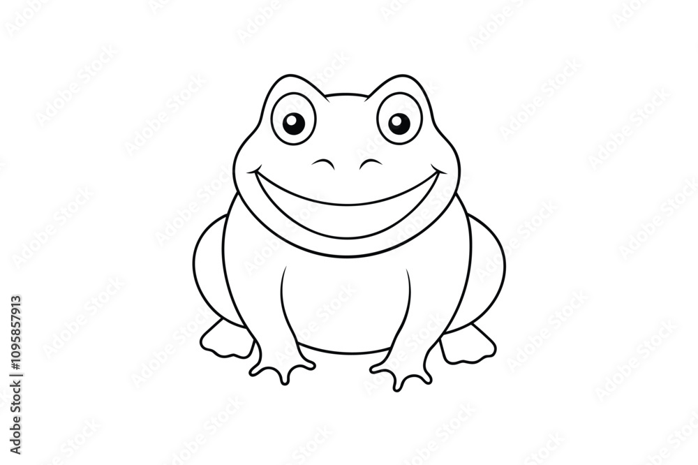 a smiling frog line art vector illustration. a smiling frog line art vector illustration.